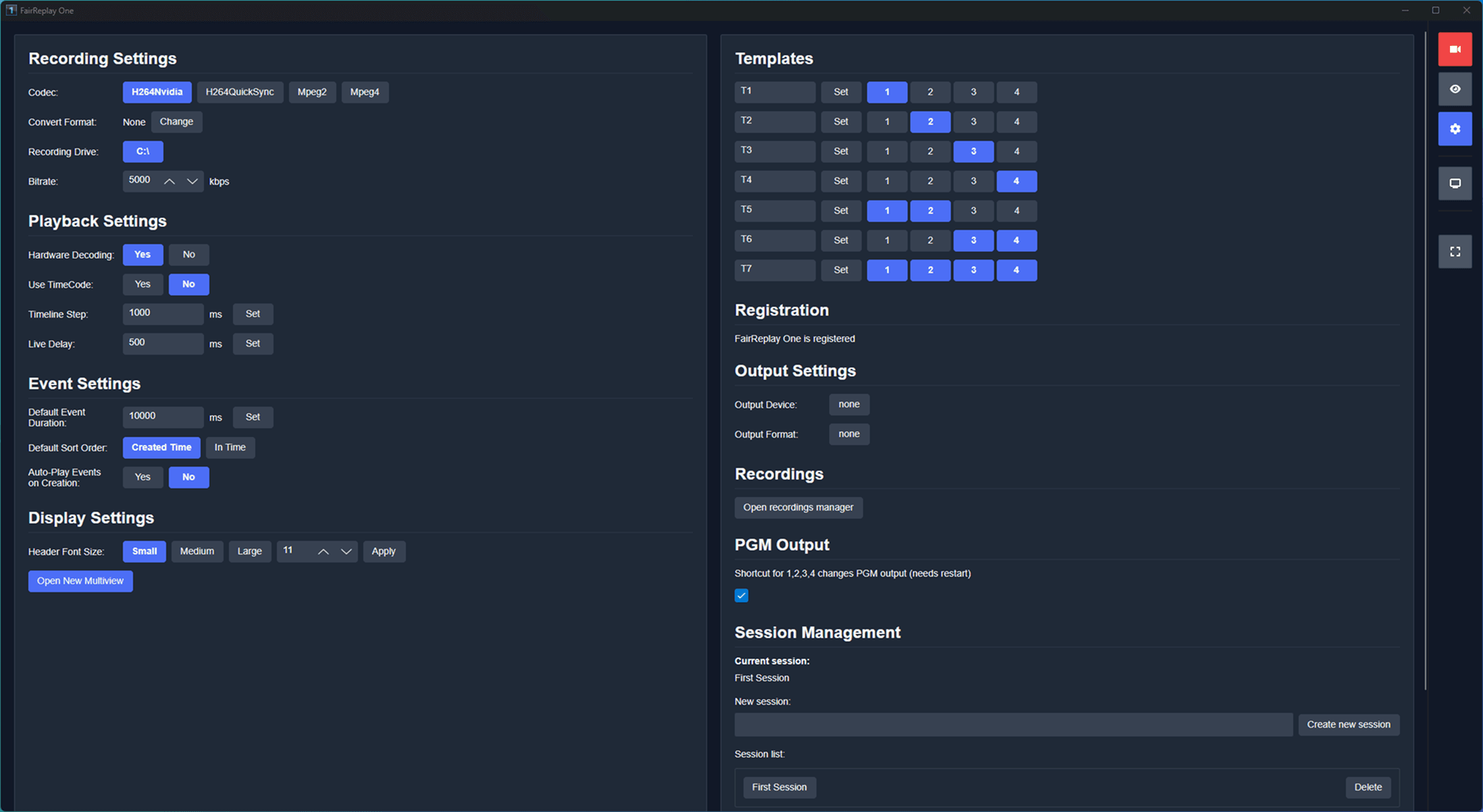FairReplay One Settings
